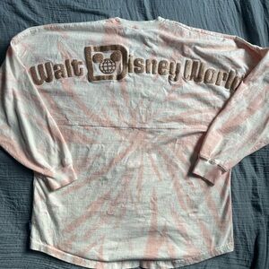 Pink Tie-Dye Disney World Spirit Jersey w/ rose gold puff ink lettering‎ Small